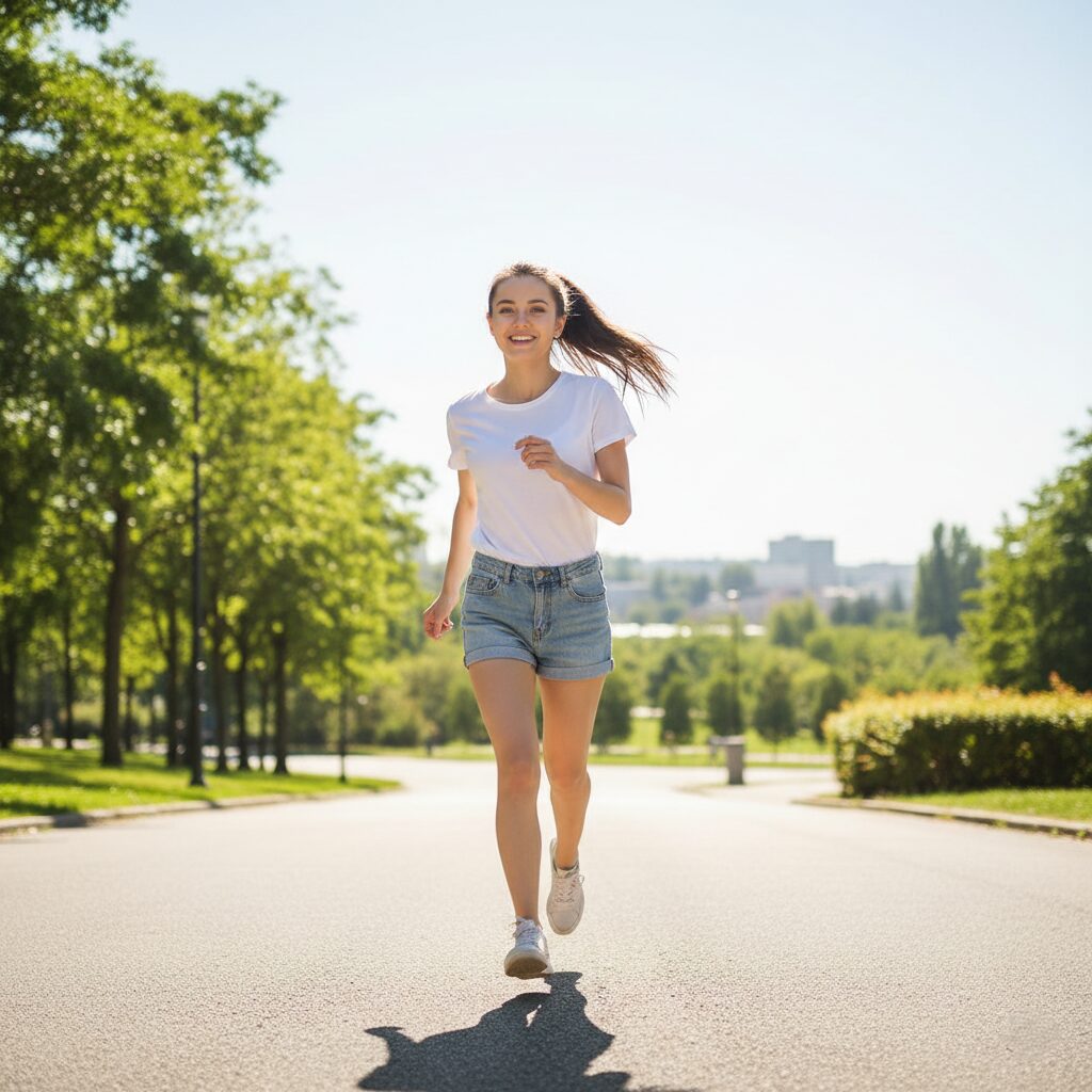 【夢占い】見出し画像で、昼間に普段着で坂道を走って下る女性の画像
